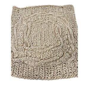 Pottery Barn Lattice Paper Knit Crochet Square Pillow Cover Yellow/Cream